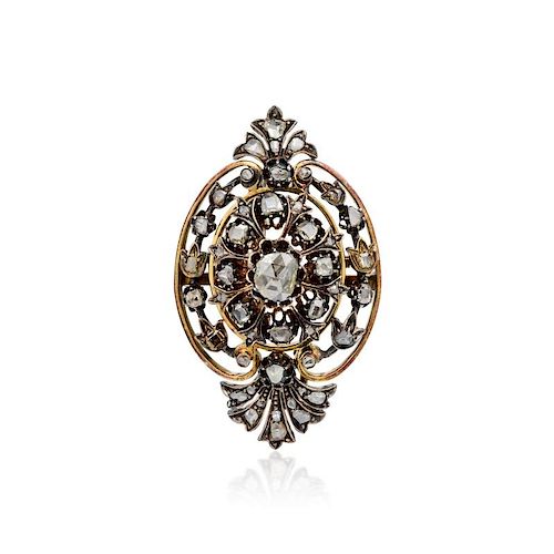 A Victorian Silver-topped Gold  Diamond Brooch / Pendant