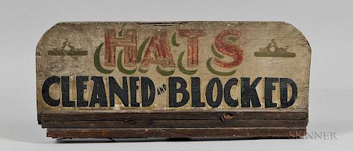 Two-sided "Hats Cleaned and Blocked" Trade Sign