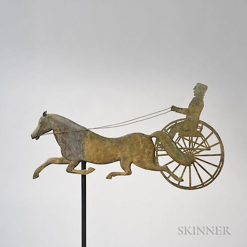 Molded and Sheet Copper Horse and Sulky Weathervane