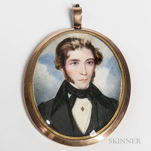 Anglo-American School, 19th Century  Miniature Portrait of a Gentleman