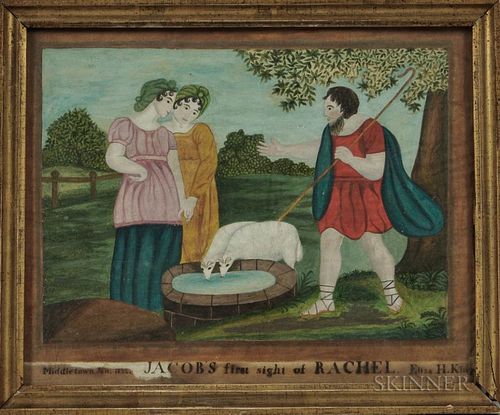Eliza H. King (America, Early 19th Century)  Jacob's First Sight of Rachel