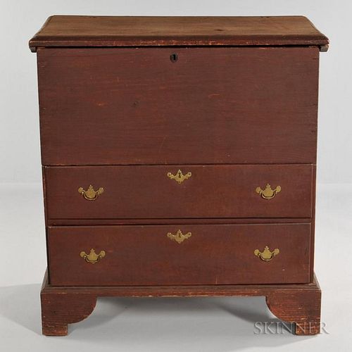 Red-painted Pine and Maple Chest over Two Drawers
