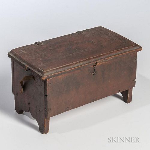 Miniature Red-painted Cherry Six-board Chest