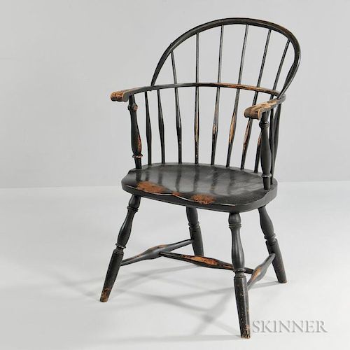 Black-painted Sack-back Knuckle-arm Windsor Chair