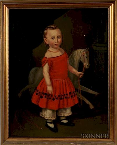 American School, Mid-19th Century  Portrait of Franklin Pierce Buckley with a Rocking Horse