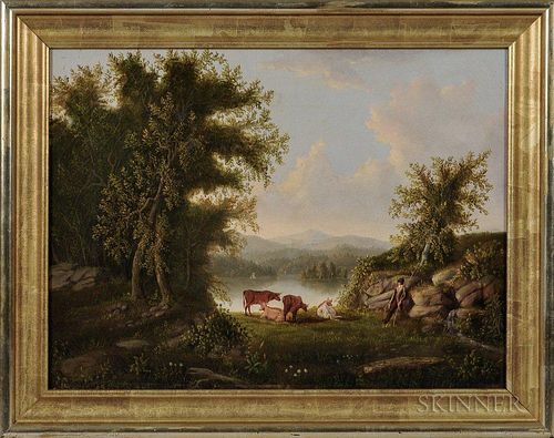 Attributed to William Henry Titcomb (Massachusetts, New Hampshire, 1824-1888)  Cows Near the River