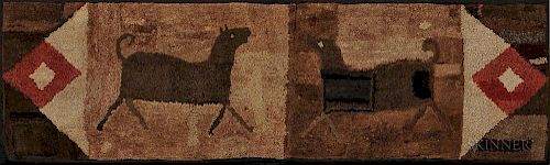Hooked Rug with Two Dogs