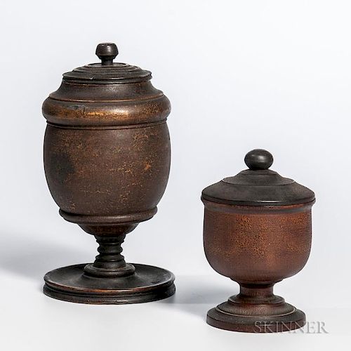 Two Turned Treen Containers