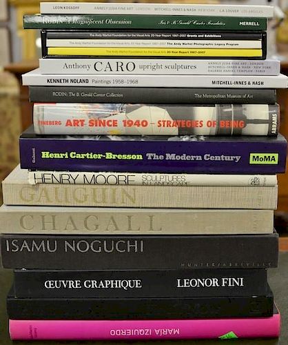 Fifteen art themed coffee table books to include Hunter/Abbreville's "Isamu Nguchi", Abram's "Chagall", etc.