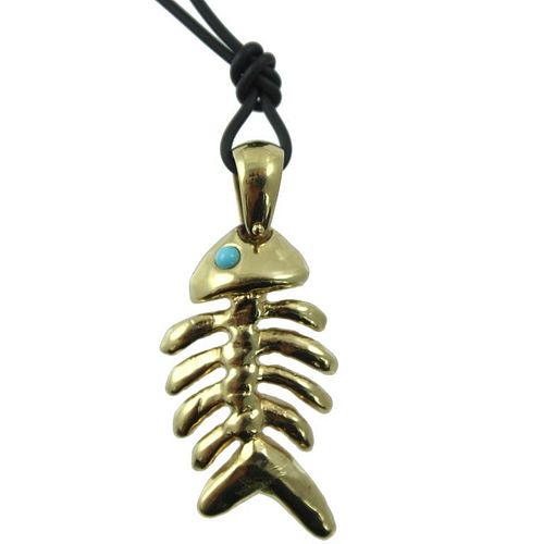 FUN 18K YELLOW GOLD FISH NECKLACE
