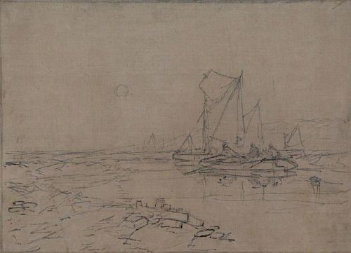 MESDAG, Hendrik Willem. Ink on Canvas. Fishing