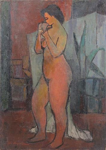 MOSCA, August. Oil on Canvas. Nude with Plant,1955