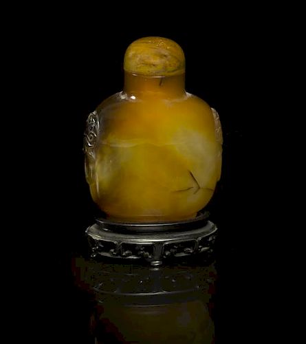 A Shadow Agate Snuff Bottle, Height 2 3/8 inches.