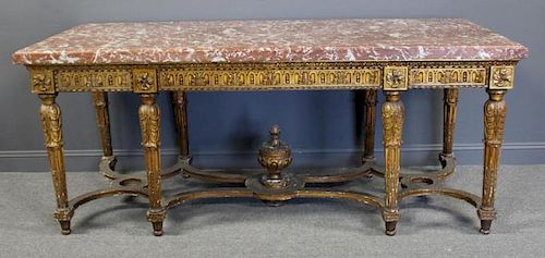 Large and Impressive Louis XVI Marbletop Console.