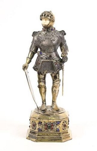 Reproduction Silvered Knight Figurine
