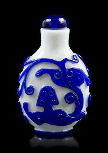 A Peking Glass Snuff Bottle Height 2 3/8 inches.