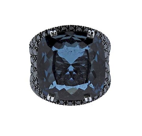 Rabat 18K Gold Diamond London Blue Topaz Ring