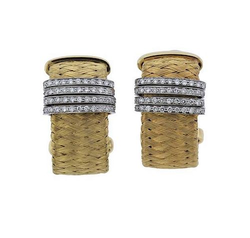 Roberto Coin 18K Gold Diamond Woven Earrings
