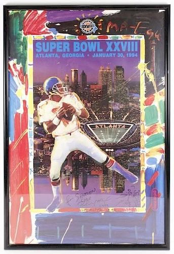 Peter Max Signed Atlanta Super Bowl XXVIII Poster