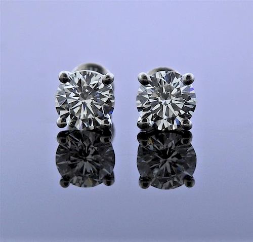 Tiffany &amp; Co Paltinum 2.53ctw Diamond Stud Earrings