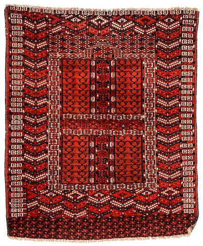 Antique Central Asian Turkmen Ensi Rug: 4'1'' x 4'11''
