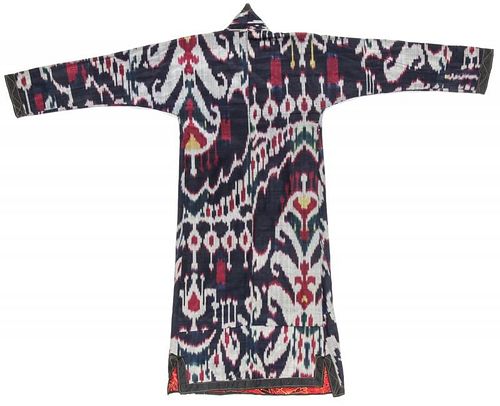 Antique Bokhara Adras Ikat Woman's Coat