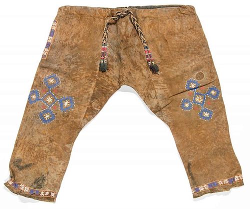 Pair of Antique Central Asian Kirghiz Men's Leather Pants