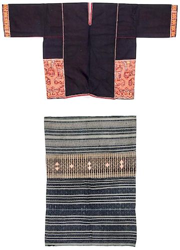 Two Embroidered Textiles, Li People, Hainan, China