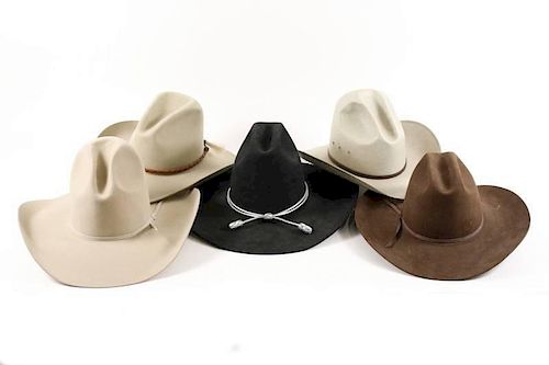 Group of 5 Men's Cowboy Hats, Stetson & Resistol