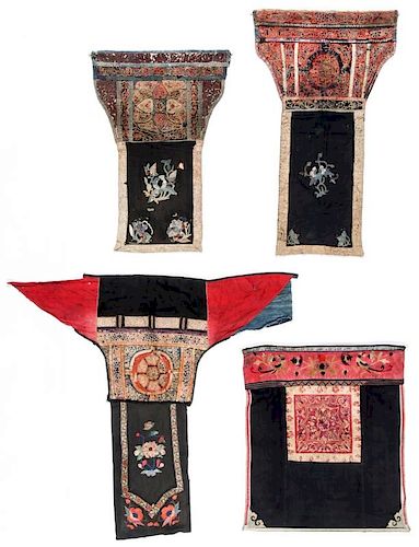 4 South China Embroidered Dresses, Early 20th C