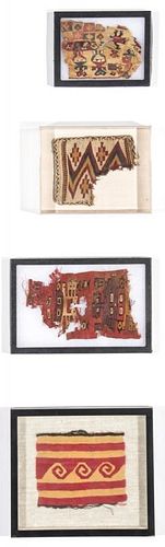 4 Pre-Columbian Textile Fragments in Frames