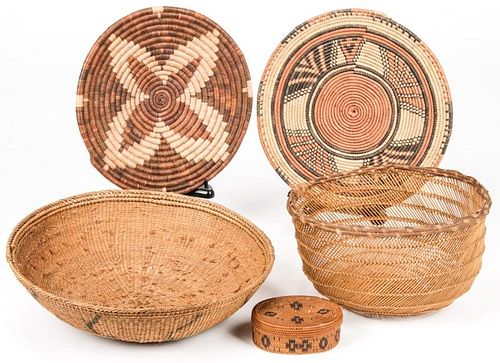Collection of 5 Native American & Ethnographic Baskets