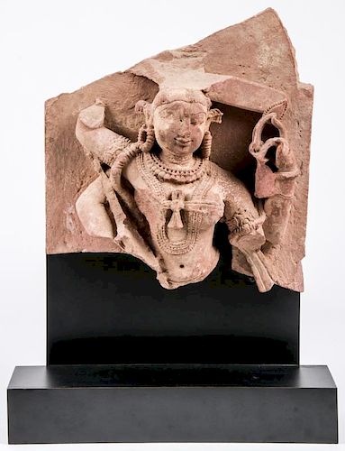 Carved Red Sandstone Sculpture of Parvati, India, 12th C.