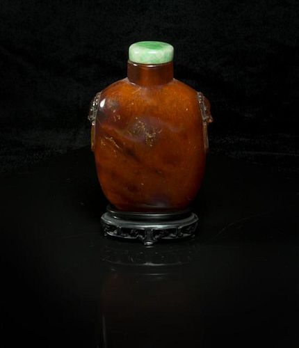 A Large Amber Snuff Bottle, Height 3 1/4 inches.
