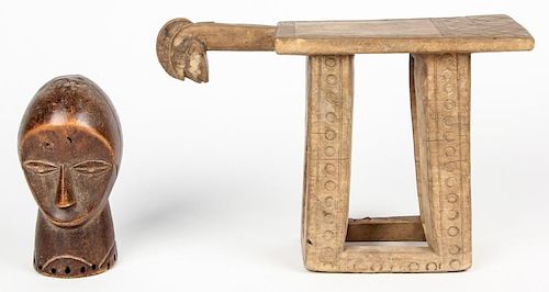 Old West African Village Stool and Janus Head