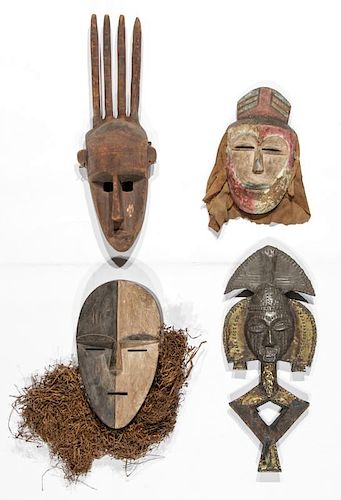 Collection of 4 African Mixed Tribe Masks and Kota Reliquary