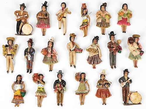 19 Bolivian Folk Art Dough Figurines.