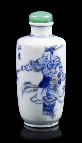 A Red and Blue Porcelain Snuff Bottle, Height 2 3/4 inches.