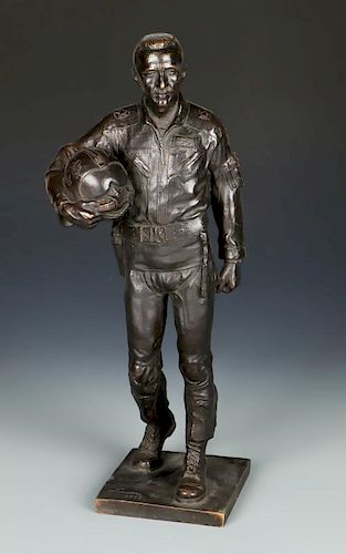 Lawrence M. Ludtke (1929-2007) Bronze Pilot Sculpture