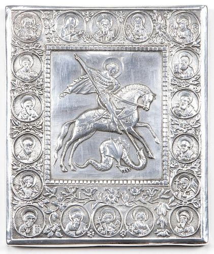 Henryk Winograd "St. George & The Dragon", Sterling Silver Icon