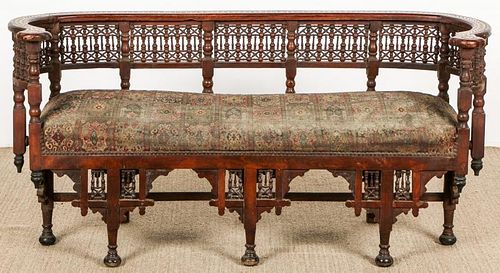 Old Syrian Wood and Inlay Settee