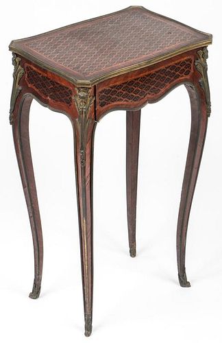 Antique French Louis XV Style Marquetry and Ormolu End Table