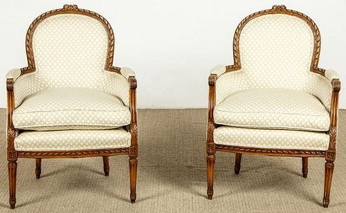 Pair of Louis XV Style Carved Wood Chairs/Fauteuils