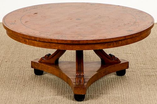 Regency Style Inlaid Wood Marquetry Coffee Table