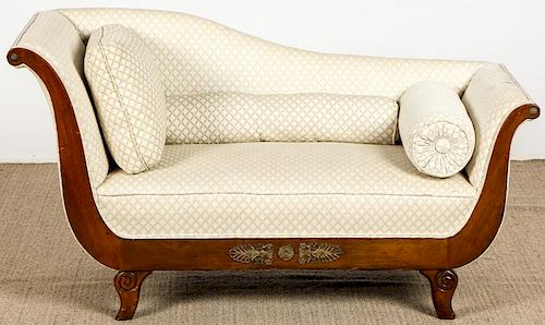 French Empire Style Ormolu Mounted Chaise Lounge
