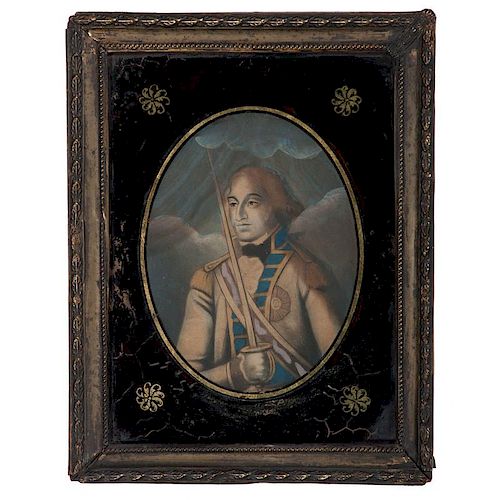 Hand-Colored Engraving of George Washington in an Eglomise Frame