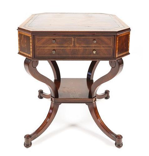 A William IV Style Side Table, Height 28 1/4 x width 24 1/2 x depth 25 3/4 inches.