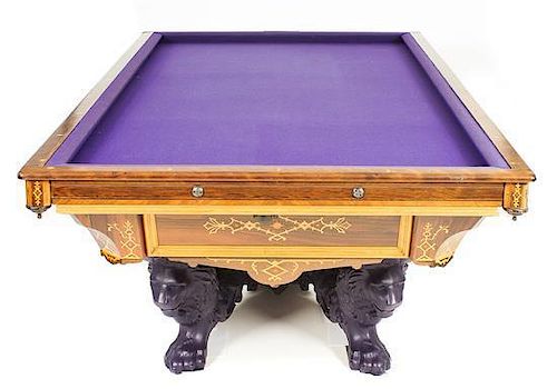 Monarch Billiards Table, Brunswick & Balke Co., Height 34 1/8 x width 101 1/4 x depth 55 inches.