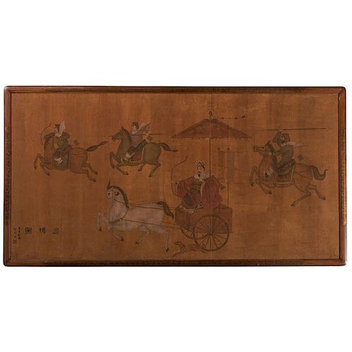 Chinese Painting on Silk With Warriors