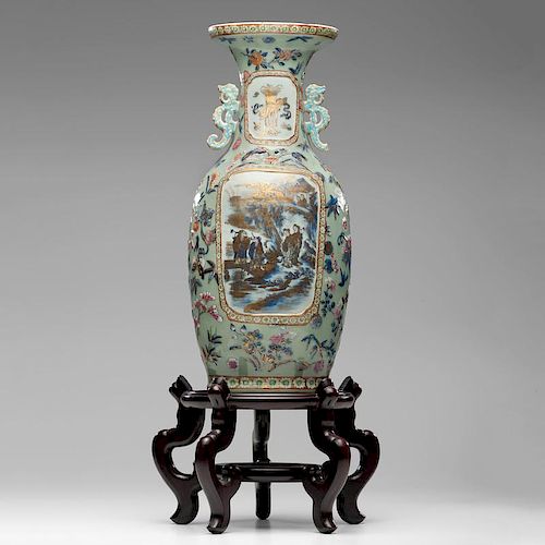 Chinese Polychrome Parcel-Gilt Vase